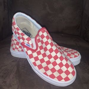 Red Slip on Checkered Vans